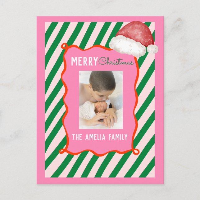 Postal Festiva Groovy Christmas Santa Doodle Photo  (Anverso)