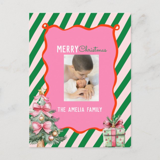 Postal Festiva Groovy Christmas Tree Doodle Photo  (Anverso)