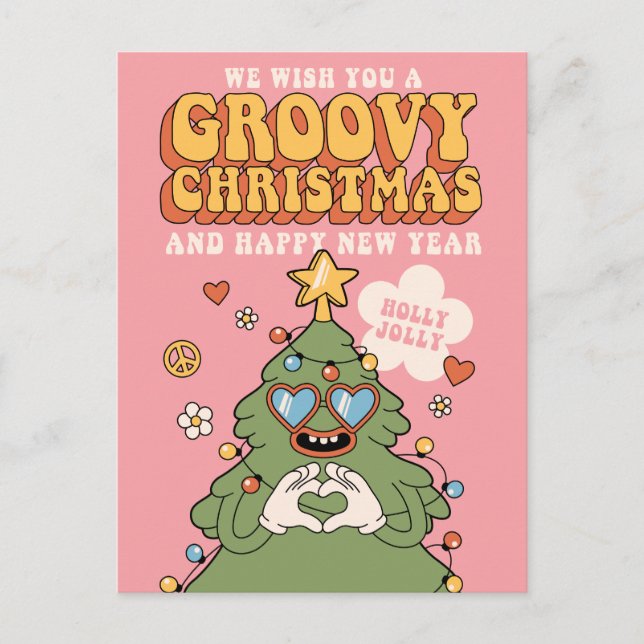 Postal Festiva Groovy Christmas Tree - Holly Jolly Vibes (Anverso)
