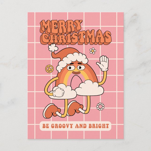 Postal Festiva Groovy Navidades arcoiris - Sean brillantes y merr (Anverso)