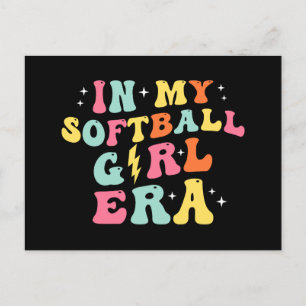 Postal Festiva Groovy retro en la era de mi Chica de softbol
