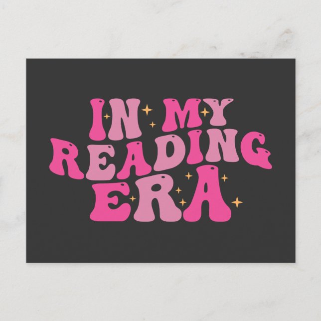 Postal Festiva Groovy retro en mi era de lectura (Anverso)