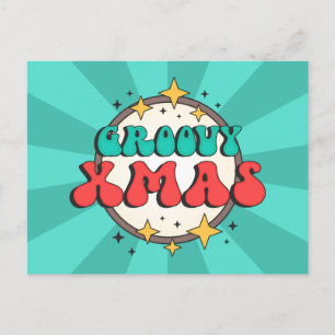 Postal Festiva Groovy xmas vacaciones retroceso personalizado tex
