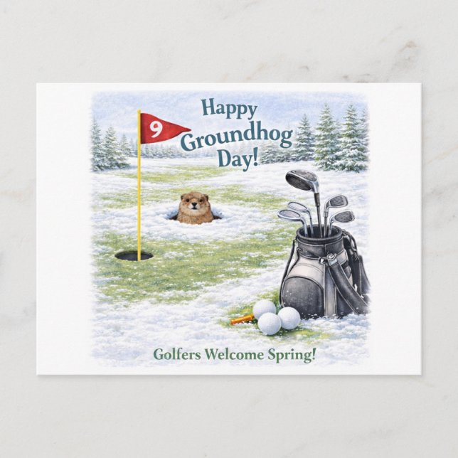 Postal Festiva Ground hog day for Golfer (Anverso)
