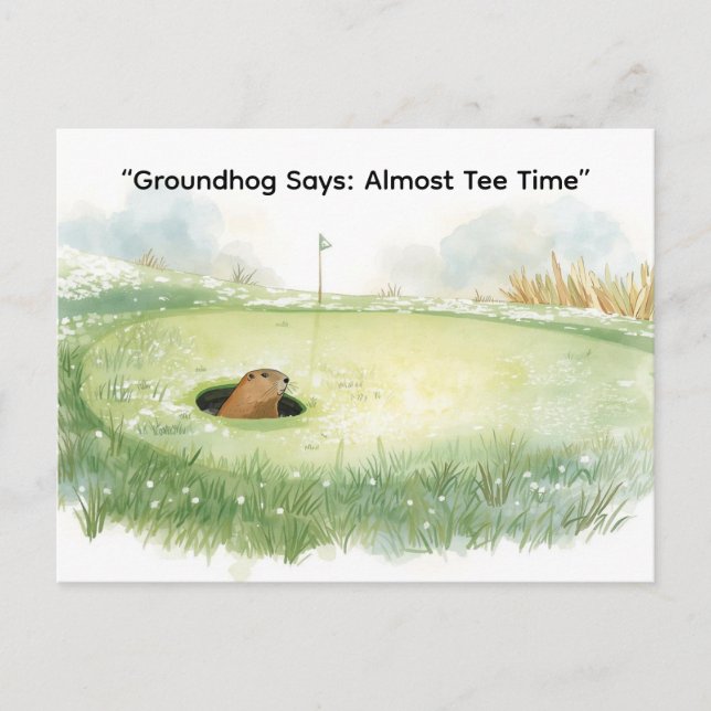 Postal Festiva Groundhog Day Golfer Winter Golf Holiday (Anverso)
