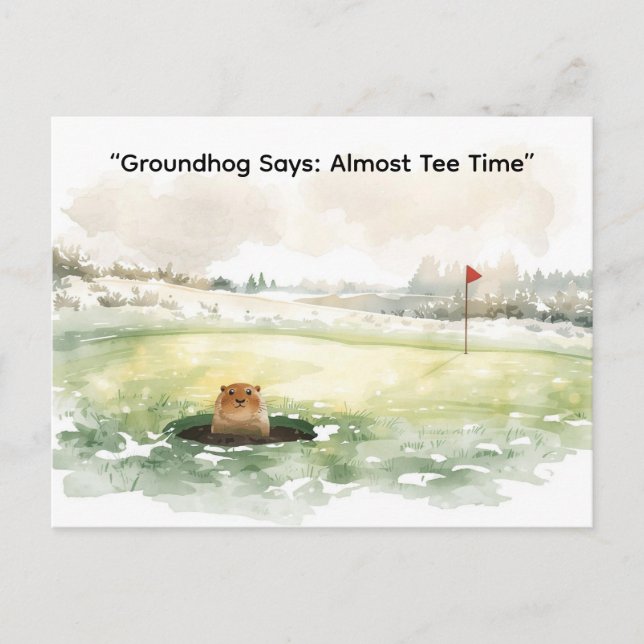 Postal Festiva Groundhog Day Golfer Winter Golf Holiday (Anverso)