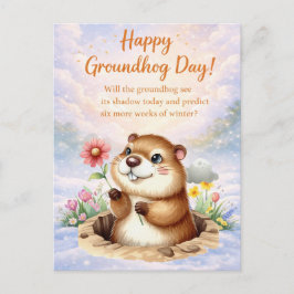 Postal Festiva Groundhog Day watercolor