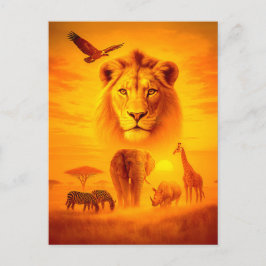 Postal Festiva Grupo de Vida Silvestre Africana en Doble Exposici
