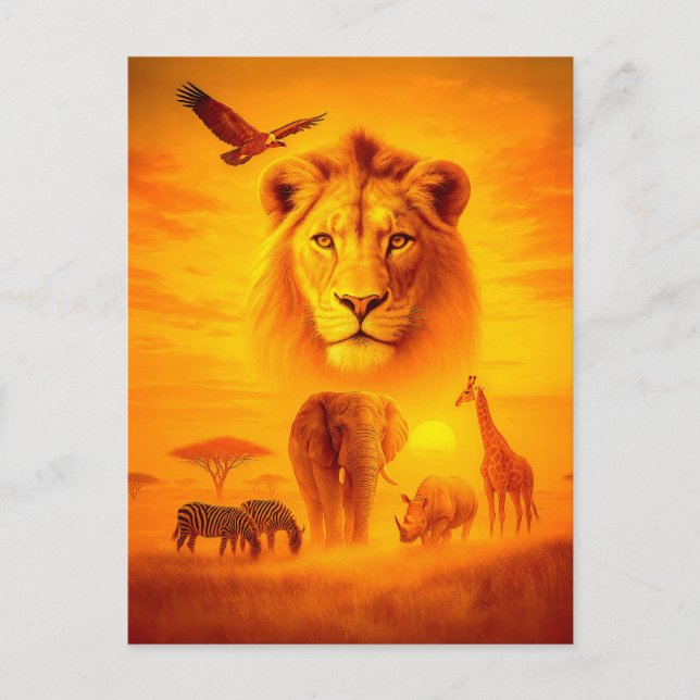 Postal Festiva Grupo de Vida Silvestre Africana en Doble Exposici (Anverso)