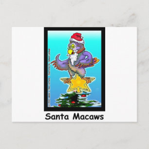 Postal Festiva Guacamayos de Santa Regalos y Camisetas Divertidas