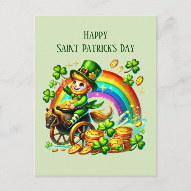 Postal Festiva Guay Saint Patrick's Day leprechaun (Anverso)