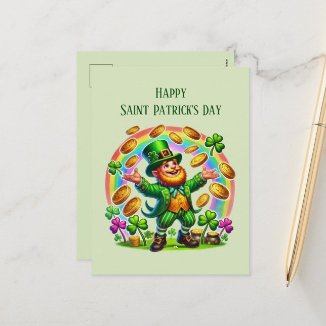 Postal Festiva Guay Saint Patrick's Day leprechaun (Anverso/Reverso In Situ)