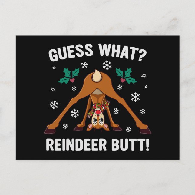 Postal Festiva Guess What Reindeer Butt Christmas Joke (Anverso)
