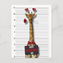 Postal Festiva Guilty Giraffe Mugshot Gracioso Feliz Día de San V