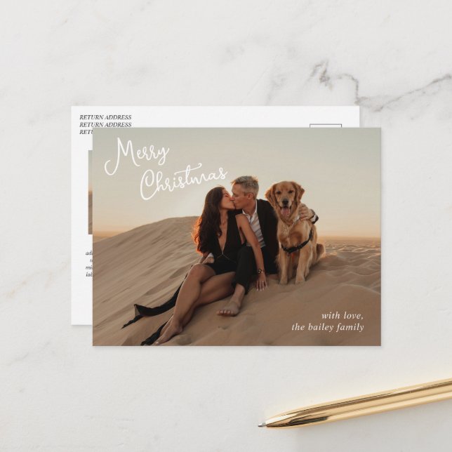 Postal Festiva Guión caprichoso foto Navidades modernos (Anverso/Reverso In Situ)