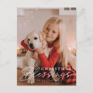 Postal Festiva Guión de Bendición para navidades y foto de serif