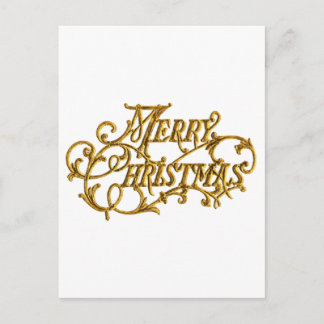 Postal Festiva Guión de "Feliz Navidad" tallado y dorado