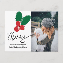 Postal Festiva Guión de merry | Foto de feriado de Navidades Red