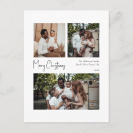 Postal Festiva Guión de Navidades modernos centrado en tres fotos