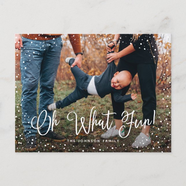 Postal Festiva Guión de nieve moderna 2 Foto (Anverso)