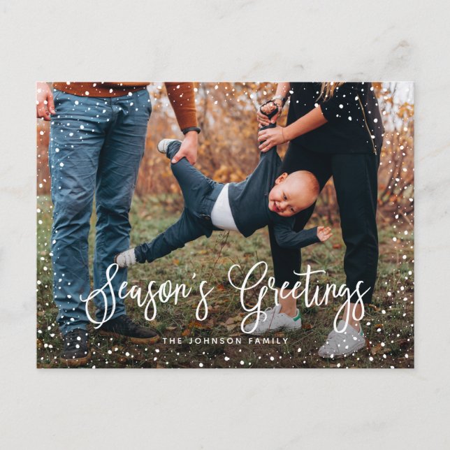 Postal Festiva Guión de nieve moderna 2 Foto (Anverso)