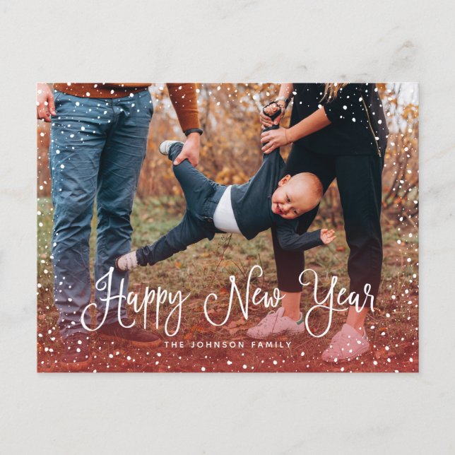 Postal Festiva Guión de nieve moderno 2 Foto (Anverso)