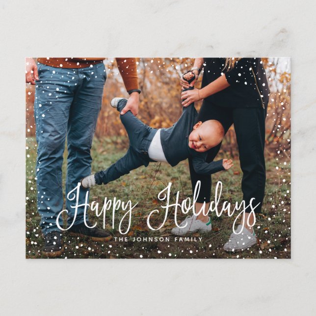 Postal Festiva Guión de nieve moderno 2 Foto (Anverso)