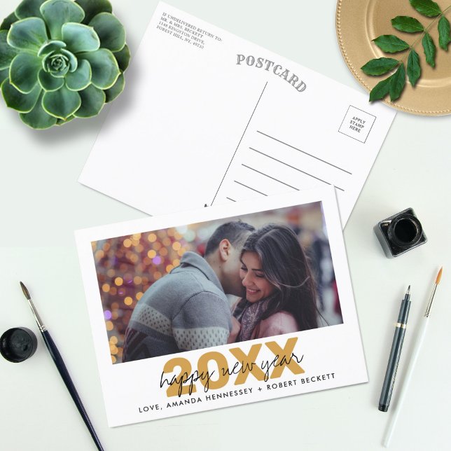 Postal Festiva Guión de tipografía moderna Foto de año nuevo (Subido por el creador)