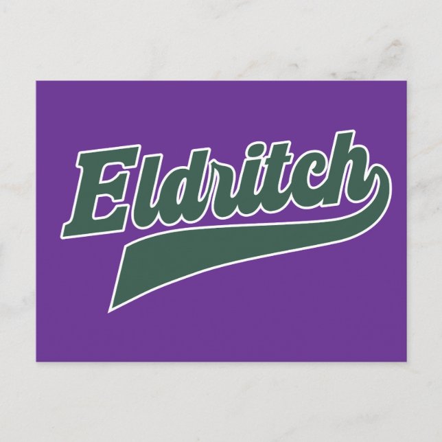Postal Festiva Guión Eldritch League - Letras de época (Anverso)