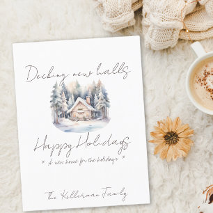 Postal Festiva Guión minimalista, nuevos navidades de acuarela de