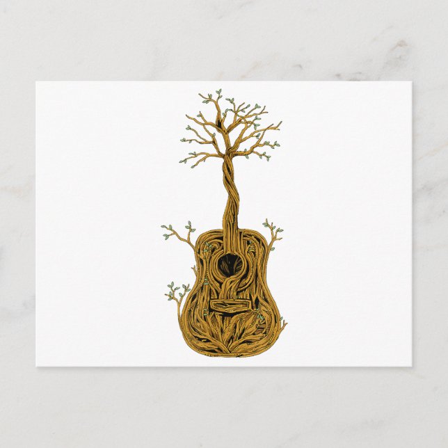 Postal Festiva Guitarra acústica árbol de camisas de la vida guit (Anverso)