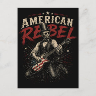 Postal Festiva Guitarra de Arte de Roca con Bandera de Lincoln Re