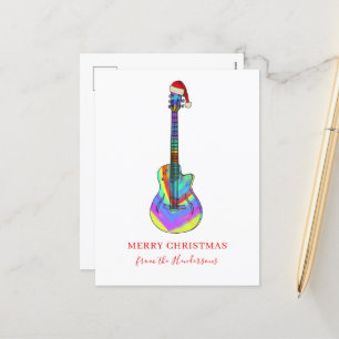 Postal Festiva Guitarra navideña personalizada