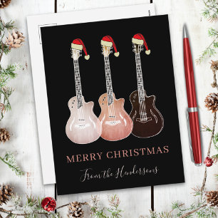 Postal Festiva Guitarras rusticas alegres navidades Personalizada