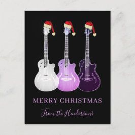 Postal Festiva Guitarrias personalizadas Merry Christmas Pink