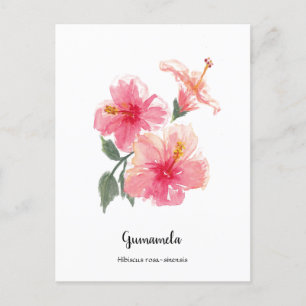 Postal Festiva Gumamela Hibiscus Watercolor Poster