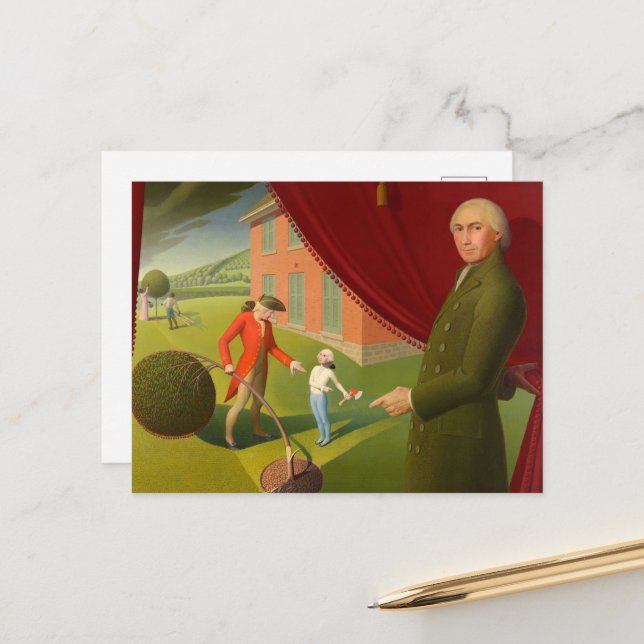 Postal Festiva Habilidad de Parson Weems por Grant Wood (Anverso/Reverso In Situ)