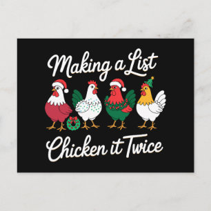 Postal Festiva Haciendo Una Lista Revisándola Dos Veces Gallo De
