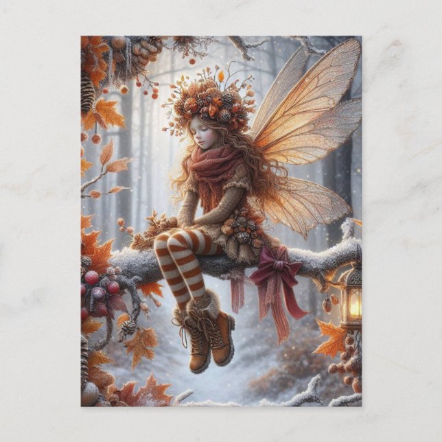 Postal Festiva Hada de Otoño, Saludo de Otoño, (Anverso)