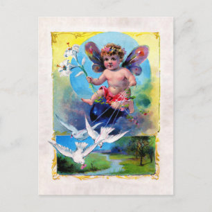 Postal Festiva Hada de Pascua Caída