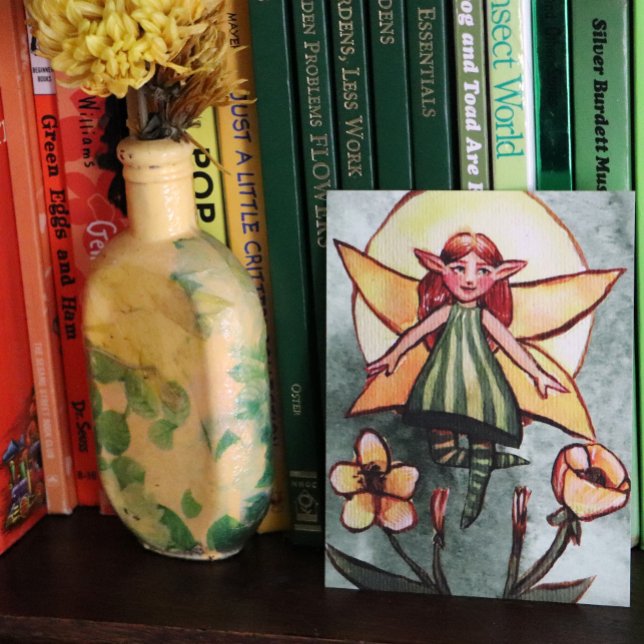 Postal Festiva Hada verde primavera (Subido por el creador)