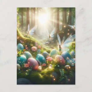 Postal Festiva Hadas del Bosque Místico Huevos Mágicos de Primave
