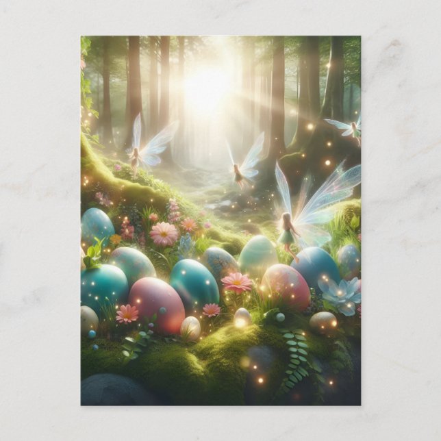 Postal Festiva Hadas del Bosque Místico Huevos Mágicos de Primave (Anverso)