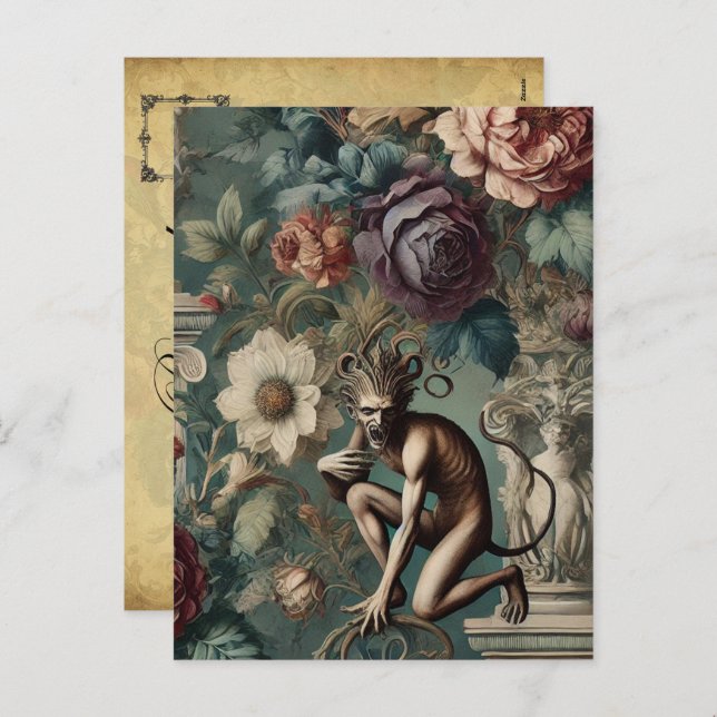 Postal Festiva Haga un reverso - Diseño floral gótico (Anverso / Reverso)