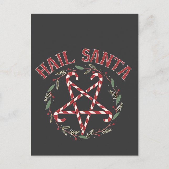 Postal Festiva Hail Satan Navidades Krampus Xmas Devil Candy (Anverso)