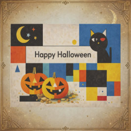 Postal Festiva Halloween Abstracto Colorido Moderno