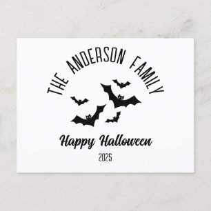 Postal Festiva Halloween Black Bats Nombre personalizado año