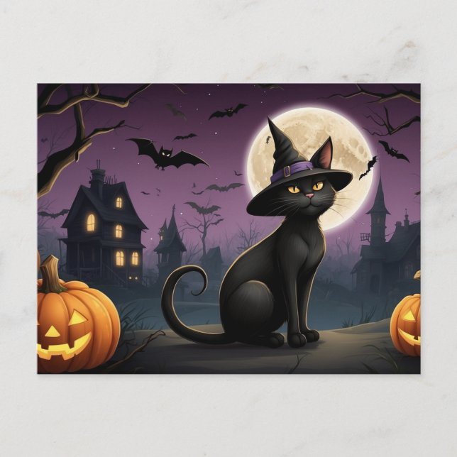 Postal Festiva Halloween Black Cat Night Out (Anverso)