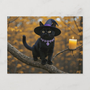 Postal Festiva Halloween Black Cat Witchen Candle Cute