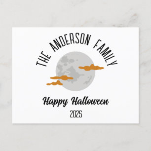 Postal Festiva Halloween Brillante Luna Completa Nombre Personali